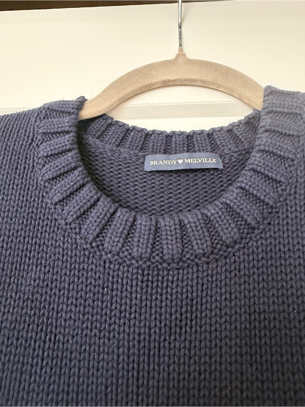 Brandy Melville Navy Crewneck Sweater with Flag Knit - Picture 3 of 4